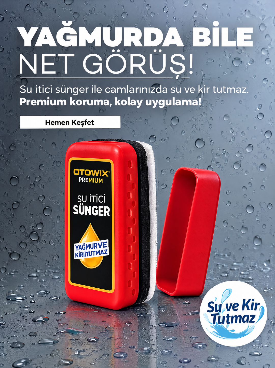 Premium Su İtici Sünger — yağmurda net görüş